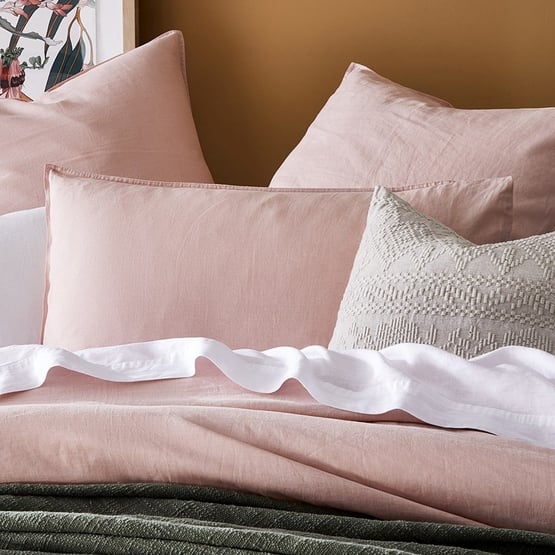 Vintage Washed Linen Nude Pink Quilt Cover Separates