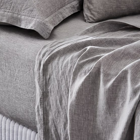 Vintage Washed Linen Grey Marle Sheet Separates