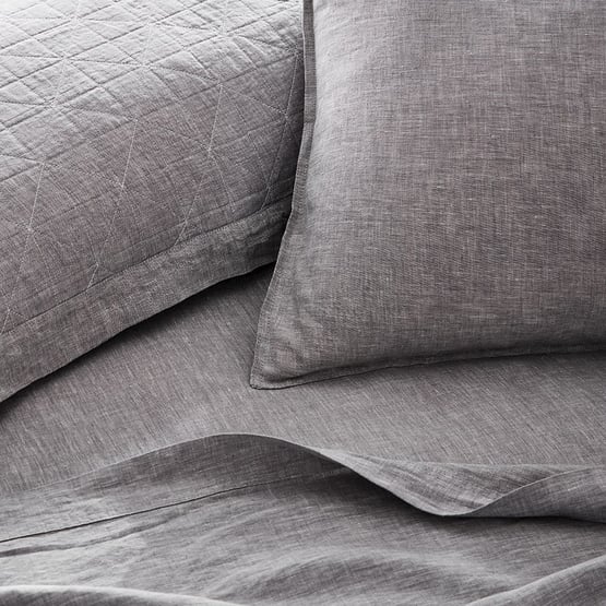 Vintage Washed Linen Grey Marle Sheet Separates