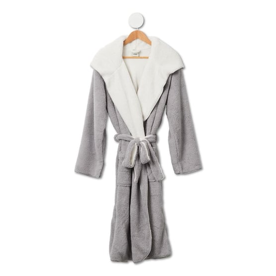 Sherpa Moonrock Grey & Ivory Hooded Bathrobe