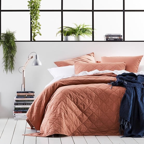 Stonewashed Cotton Earth Quilted Coverlet Separates