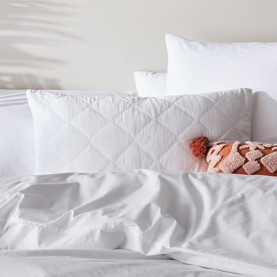 Stonewashed Cotton White Quilted Coverlet Separates