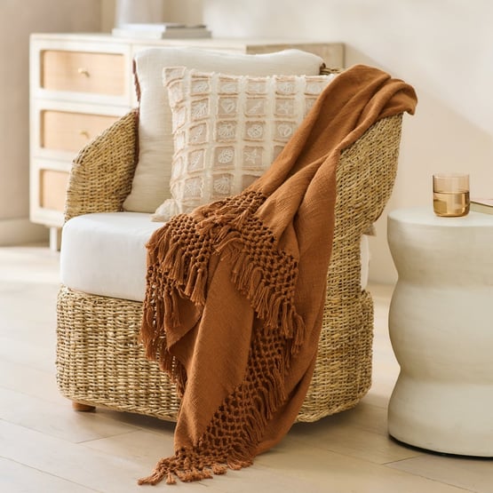 Macrame Brown Sugar Knot Throw
