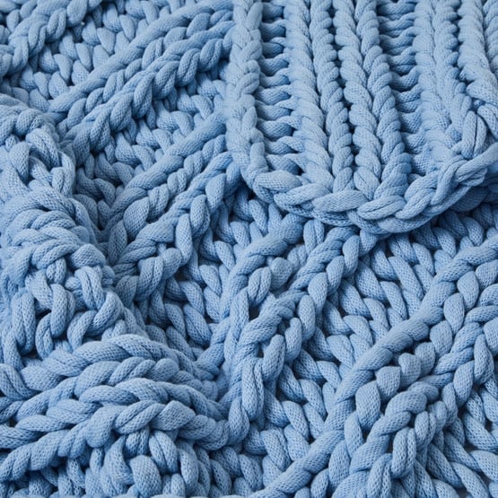 Newport Chambray Blue Chunky Knit Throw