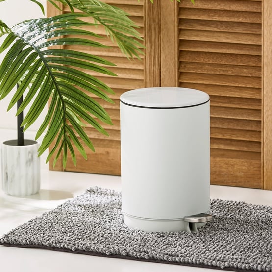 Round White Metal Dust Bin 