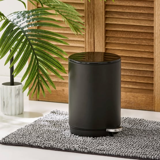 Round Black Metal Dust Bin