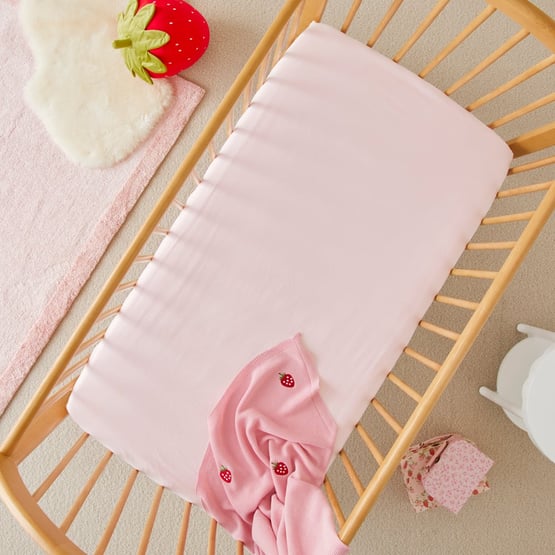 Stonewashed Cotton Marshmallow Pink Baby Fitted Sheets 2pk