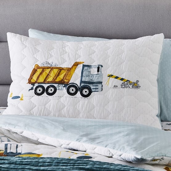 Under Construction White Quilted Quilt Cover Set