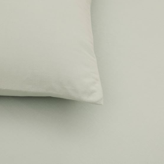 Stonewashed Cotton Soft Sage Fitted Sheet Set