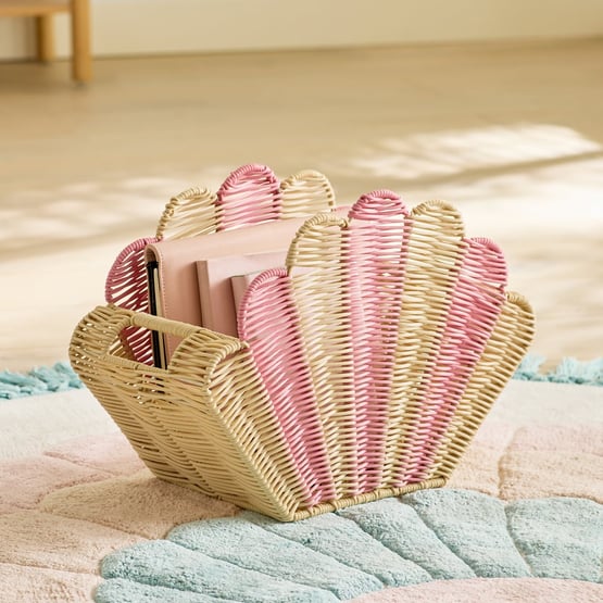 Scallop Shell Pink & Natural Storage Basket