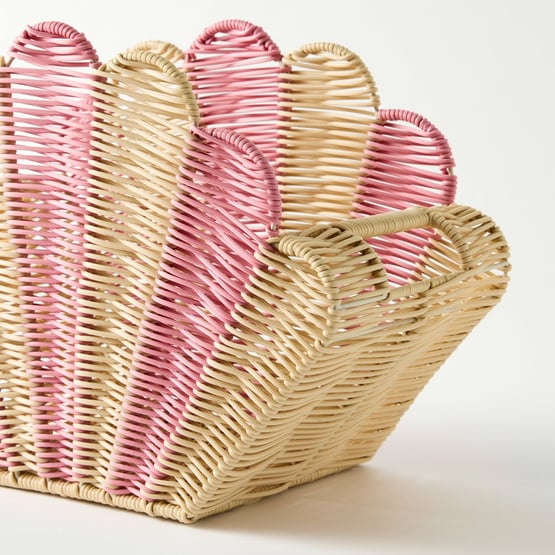 Scallop Shell Pink & Natural Storage Basket