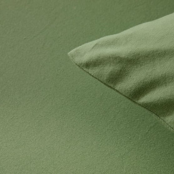 Cotton Jersey Pine Green Fitted Sheet Set