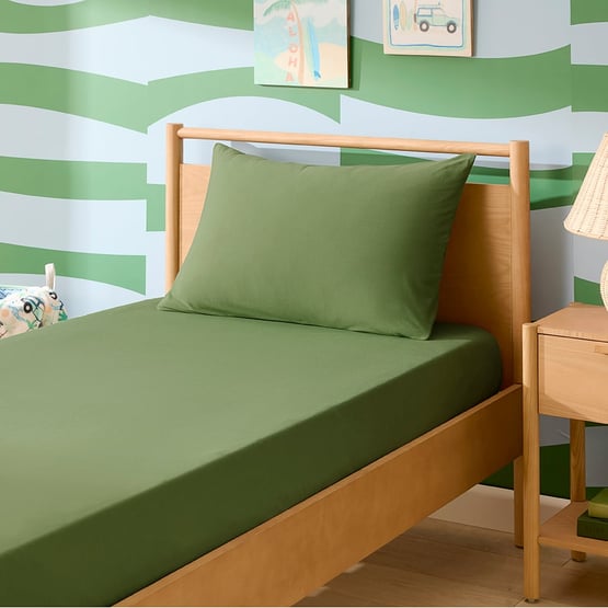 Cotton Jersey Pine Green Fitted Sheet Set