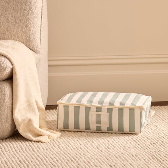 Sage Wide Stripe Storage Bags