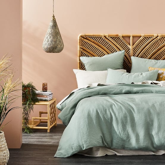 Vintage Washed Linen Eucalyptus Quilt Cover Separates