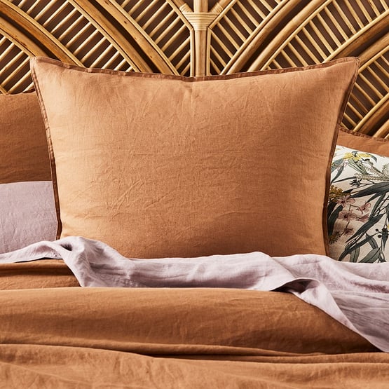Vintage Washed Linen Caramel Pillowcase