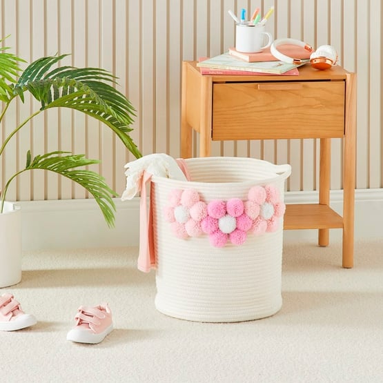Designer Pom Pom Burst Decorative Basket