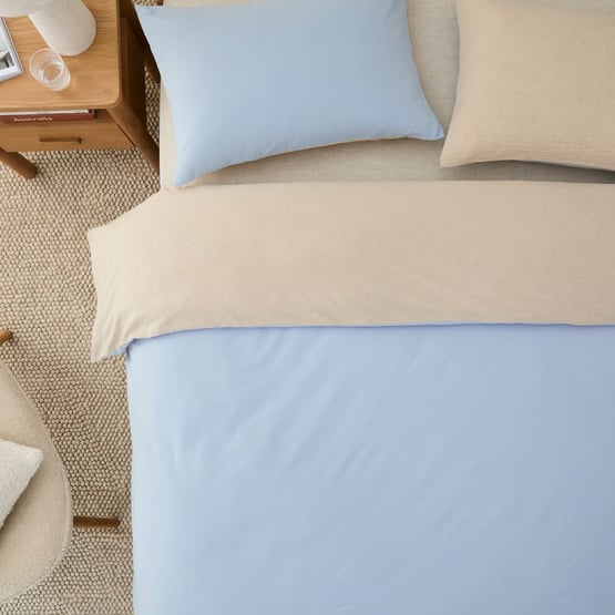 Olsen Natural & Sky Blue Linen Cotton Quilt Cover Set