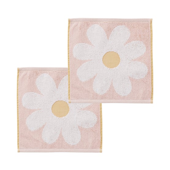 Daisy Floral Pink Face Washers Pack of 2