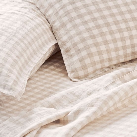 Vintage Washed Linen Linen Check Sheet Separates