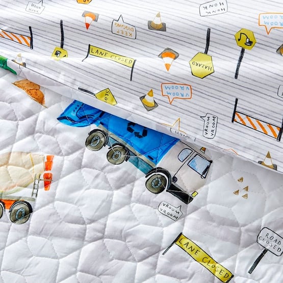 Truck Town Multi Quilted Quilt Cover Set