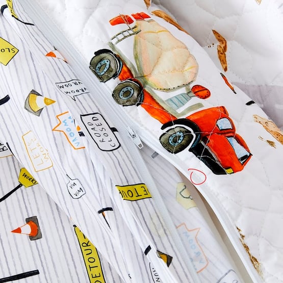 Truck Town Multi Cot Quilted Quilt Cover Set