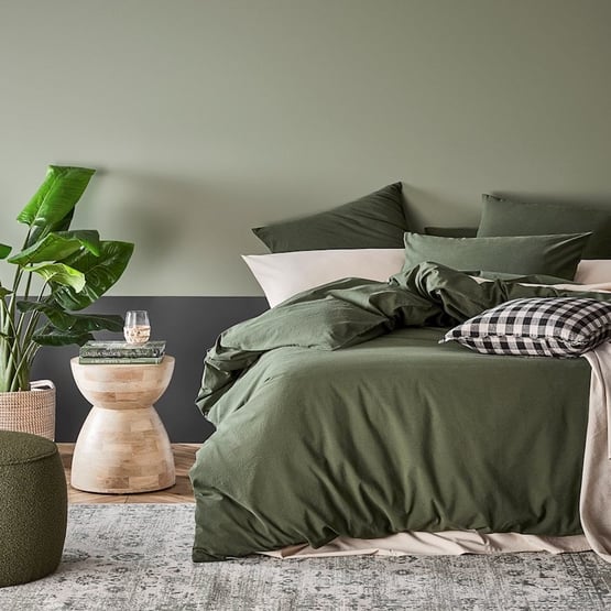 Stonewashed Cotton Basil Quilt Cover Separates