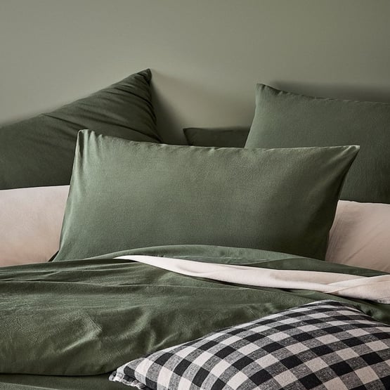 Stonewashed Cotton Basil Quilt Cover Separates