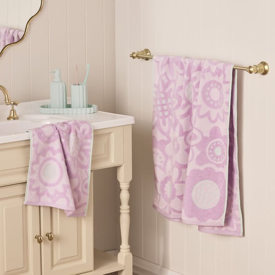 Poppy Floral Lilac & Mint Towel Range