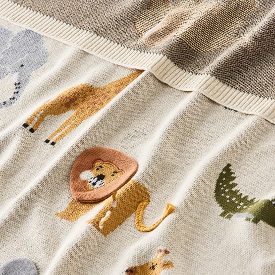 Novelty Cotton Jungle Animals Baby Blanket