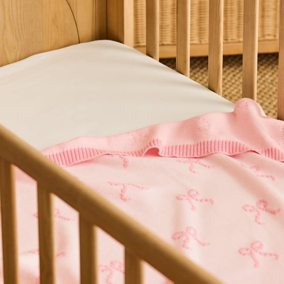 Novelty Cotton Pink Bows Baby Blanket