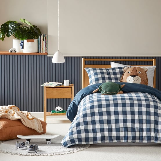 Carter Check Denim Quilt Cover Set