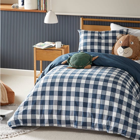 Carter Check Denim Quilt Cover Set