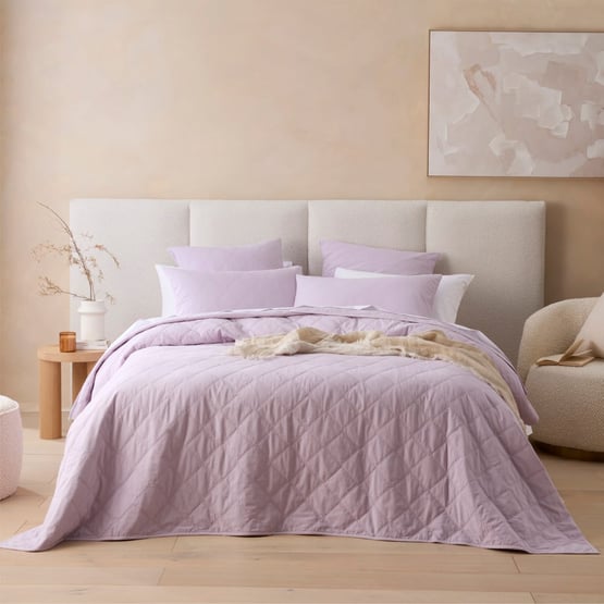 Stonewashed Cotton Lilac Quilted Coverlet Separates