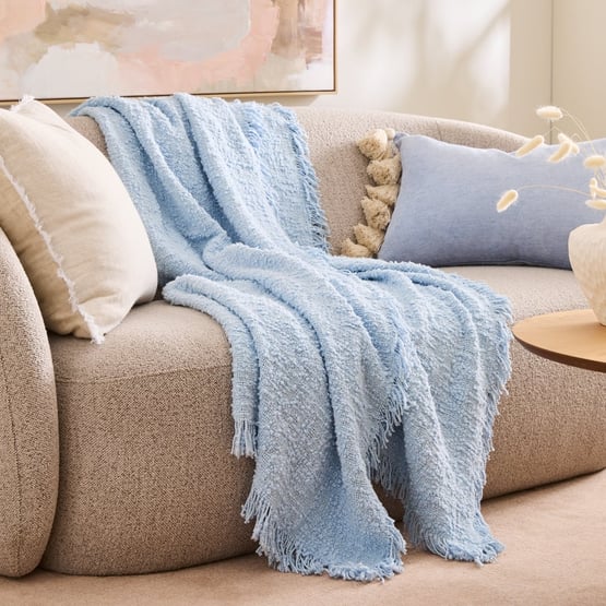 Leiden Cashemere Blue Boucle Throw
