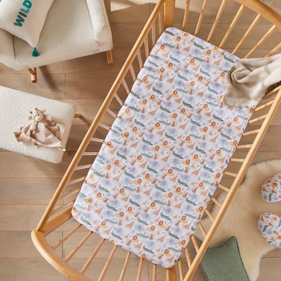 Jungle Juniors White Baby Fitted Sheets 2pk