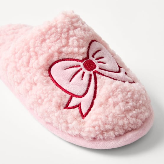 Christmas Bow Pink & Red Slippers