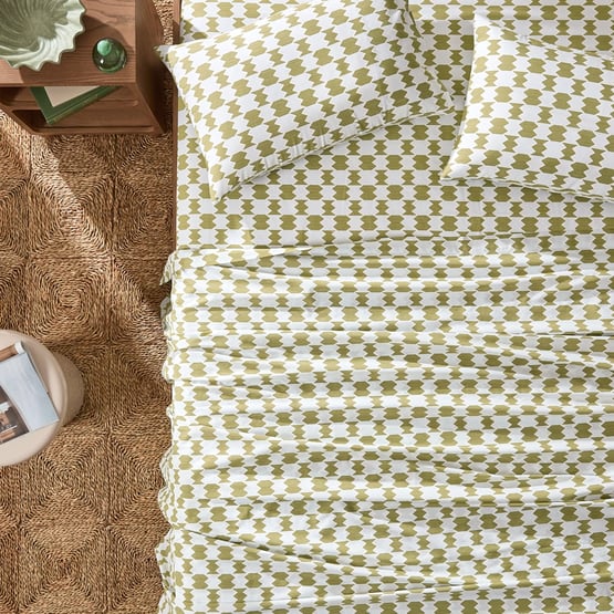 Geo Stripe Printed Percale Sheet Set