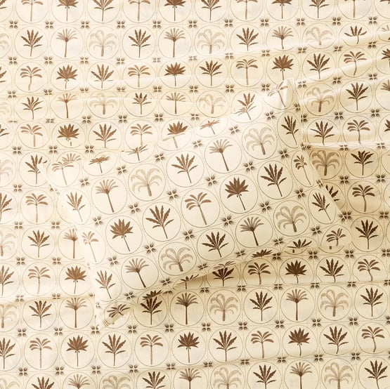Palm Stamp Printed Percale Sheet Set