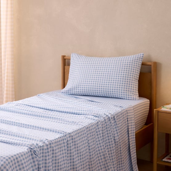 Rylee Soft Blue Gingham Sheet Set