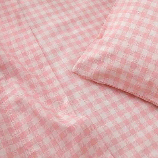 Rylee Ballet Pink Gingham Cot Sheet Set