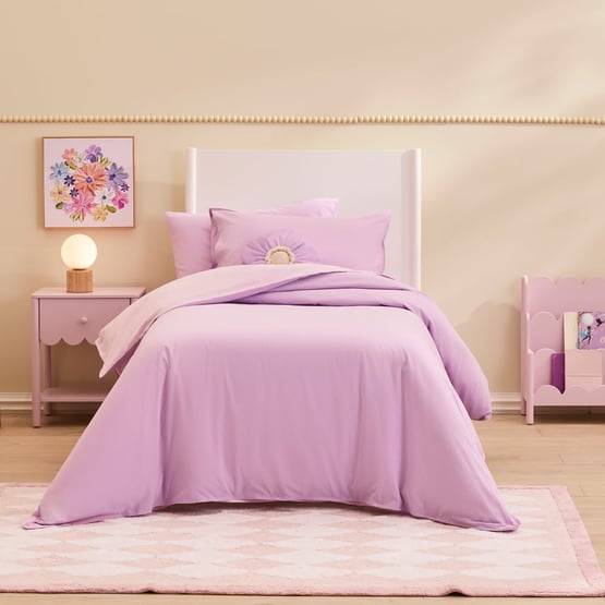 Stonewashed Cotton Chambray Pink & Lilac Quilt Cover Set