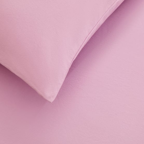 Stonewashed Cotton Lilac Fitted Sheet Set