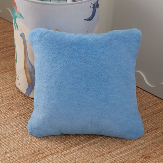 Frankie Blue Chambray Faux Fur Cushion
