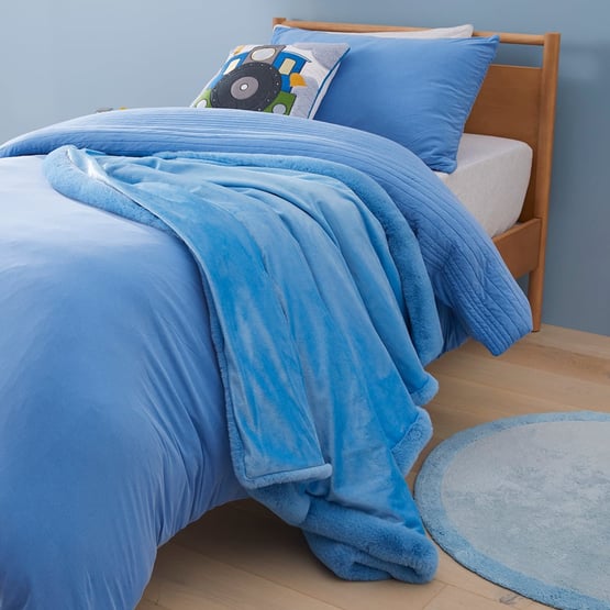 Frankie Blue Chambray Faux Fur Throw