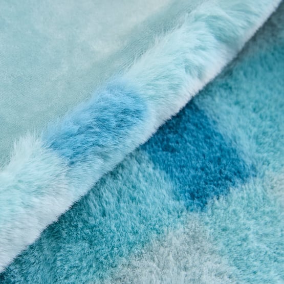 Frankie Blue Checks Faux Fur Throw