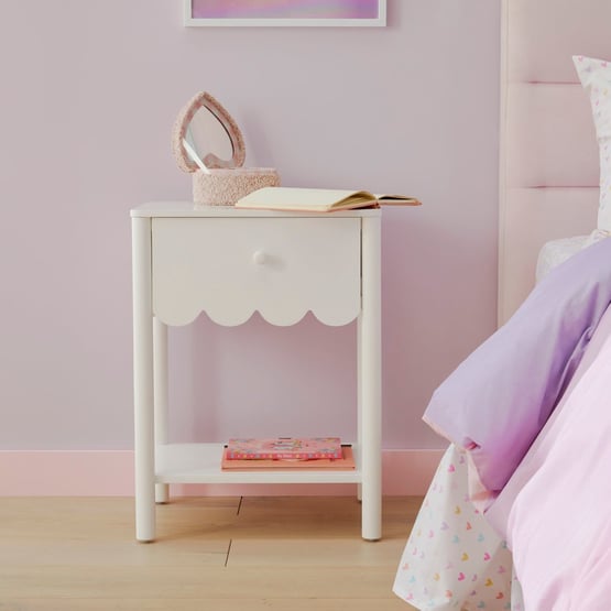 Sadie Scallop White Bedside Table