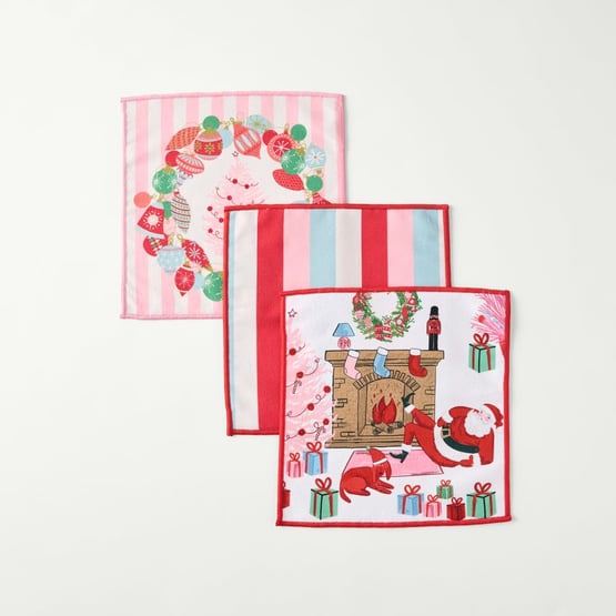 Adeline Vintage Christmas Microfibre Washcloths Pack of 3