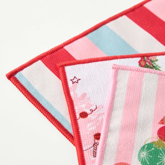 Adeline Vintage Christmas Microfibre Washcloths Pack of 3