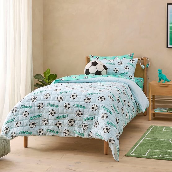 Shoot For Your Goals Green Jersey Marle Quilted Quilt Cover Set